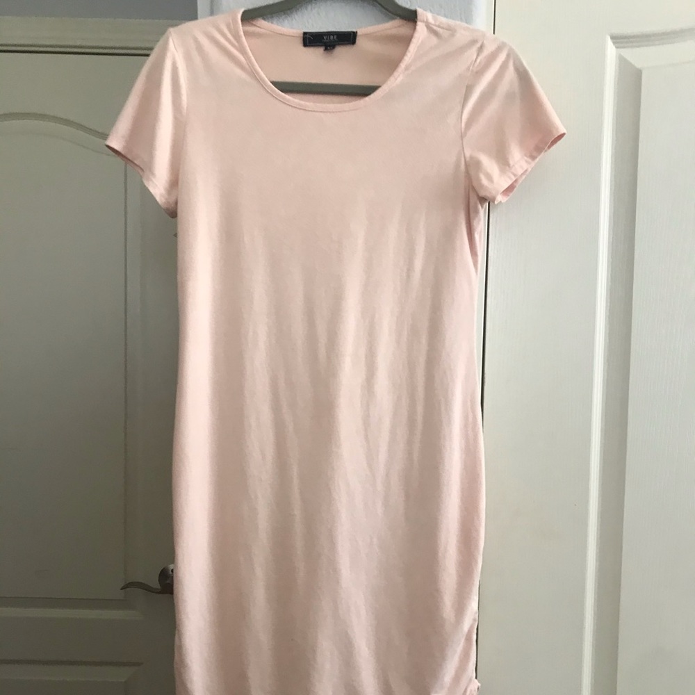 Blush pink fitted t-shirt dress